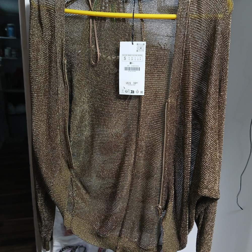 Zara Shimmering Gold Cardigan